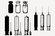 Syringe, needle, jar vector SVG PNG 