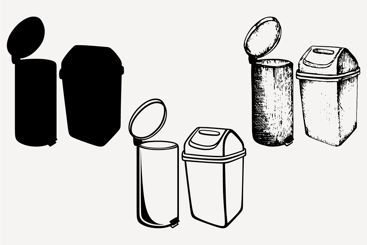 trash can set vector SVG PNG DXF in Objects - product preview 8