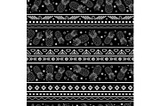Vector black and white tribal pineapples stripes seamless pattern background. Great for fabric, wallpaper, invitations, scrapbooking.