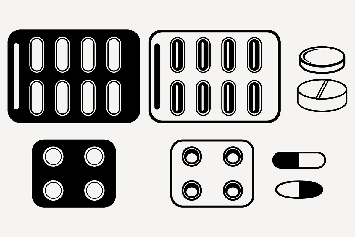  pills tablets set vector SVG PNG DX in Objects - product preview 8