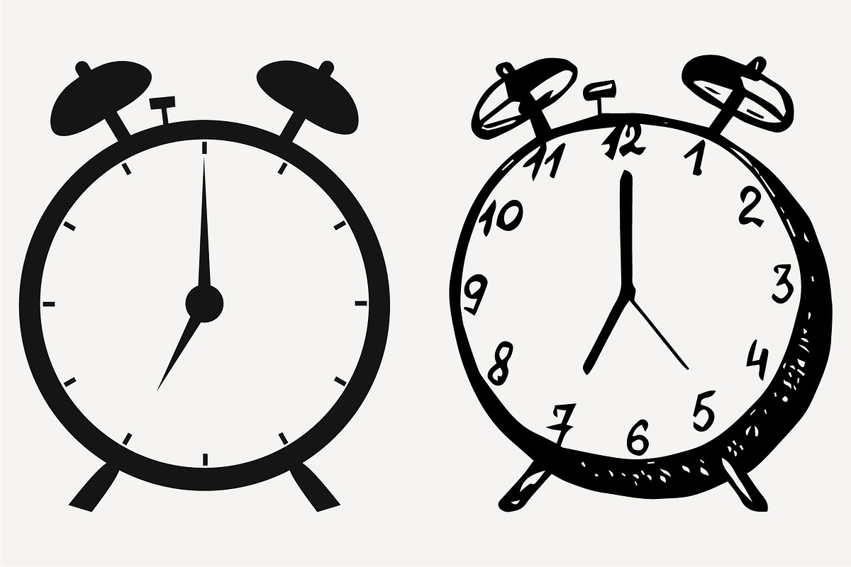 alarm clock set vector SVG PNG DXF  in Objects - product preview 8