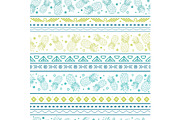 Vectorblue green tribal pineapples stripes seamless pattern background. Great for fabric, wallpaper, invitations, scrapbooking.
