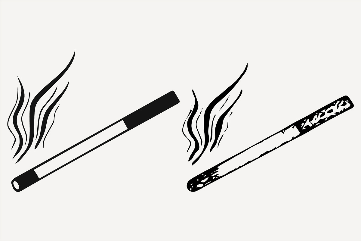 Lit cigarette set vector SVG PNG DXF in Objects - product preview 8