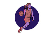 Woman Basketball Player Dribbling Mo