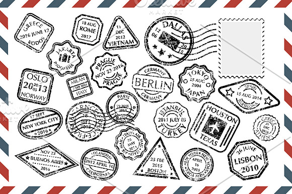  Postal stamps collection in Illustrations - product preview 3