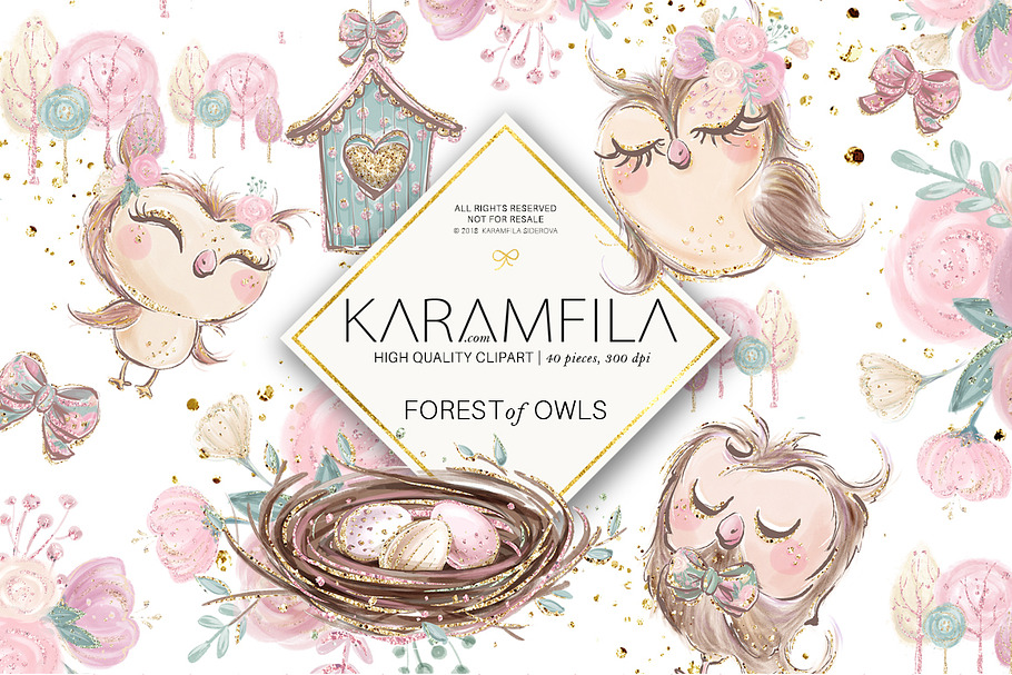 Owls Clipart in Illustrations - product preview 8