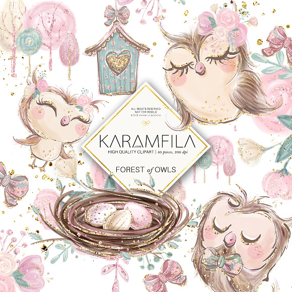 Owls Clipart in Illustrations - product preview 3