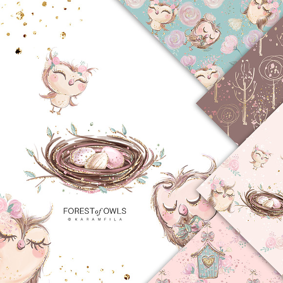 Owls Clipart in Illustrations - product preview 4