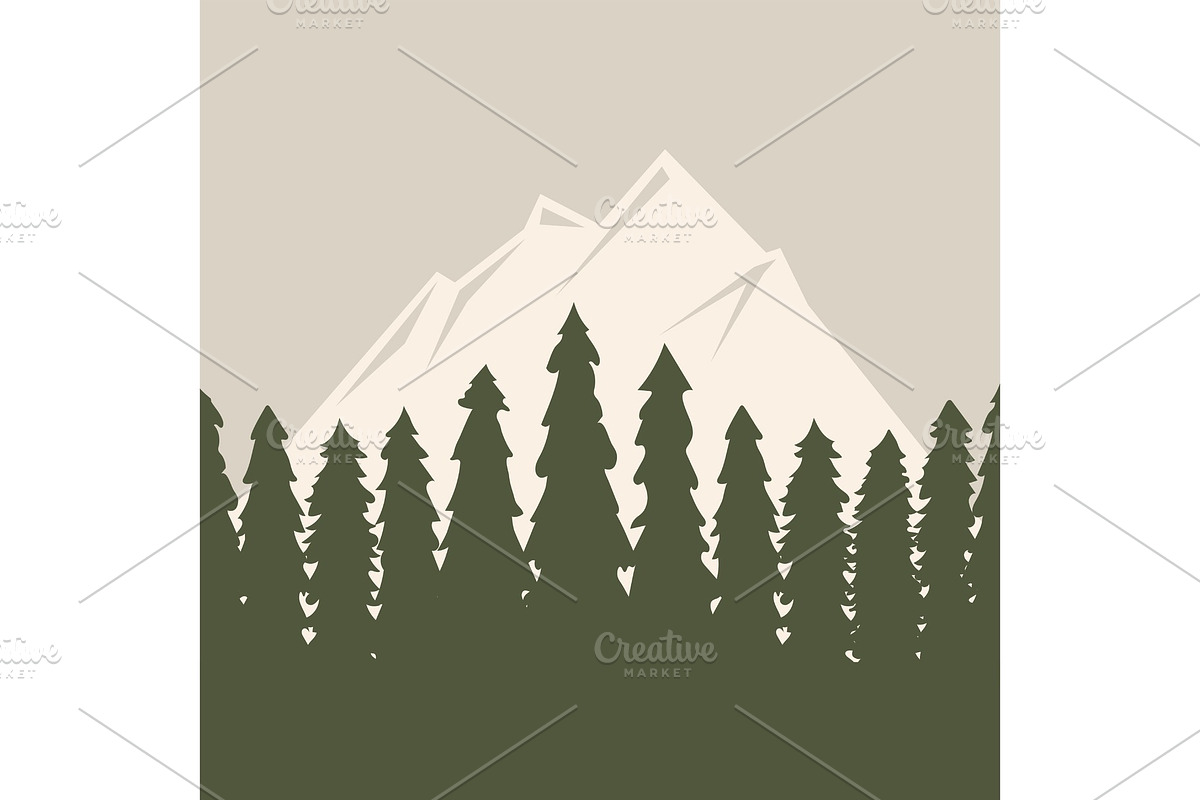 Tree outdoor travel pine silhouette coniferous natural tops pine spruce branch cedar plant leaf stem background vector illustration. in Illustrations - product preview 8