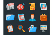 Vector job search icon set office concept human recruitment employment work illustration.