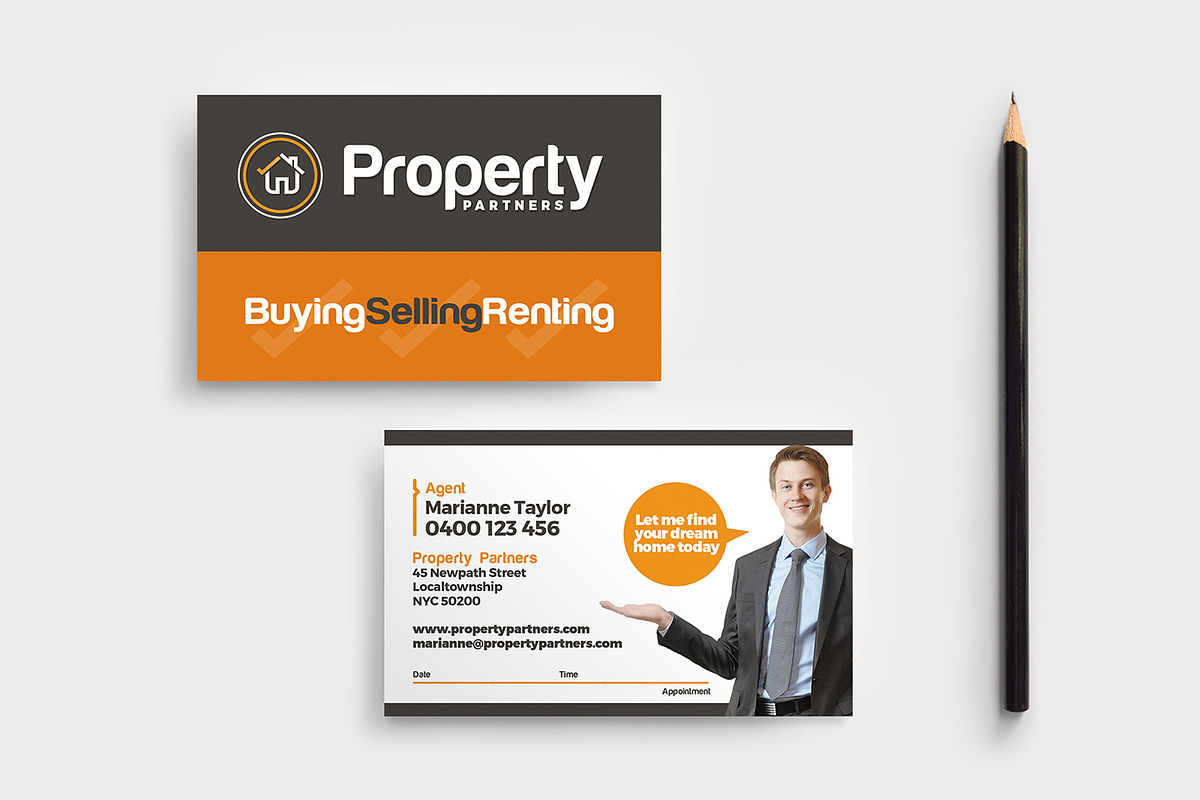 Real Estate Business Card Template in Business Card Templates - product preview 8