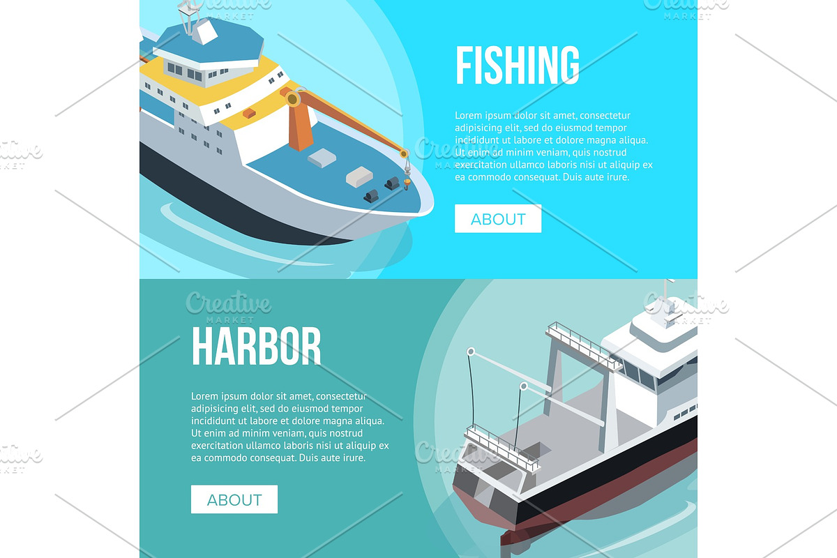 Fishing and Harbor banners in Illustrations - product preview 8