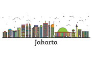 Outline Jakarta Indonesia City 
