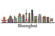Outline Shanghai China City Skyline
