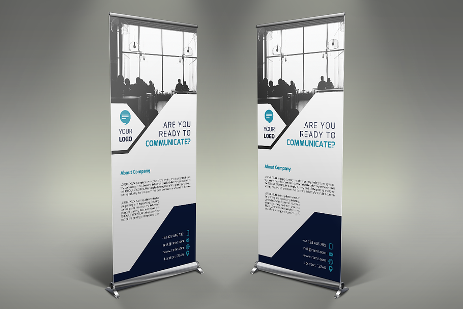 Communication Roll Up Banner in Presentation Templates - product preview 8