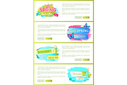 Spring Sale Advertisement Labels on Web Posters
