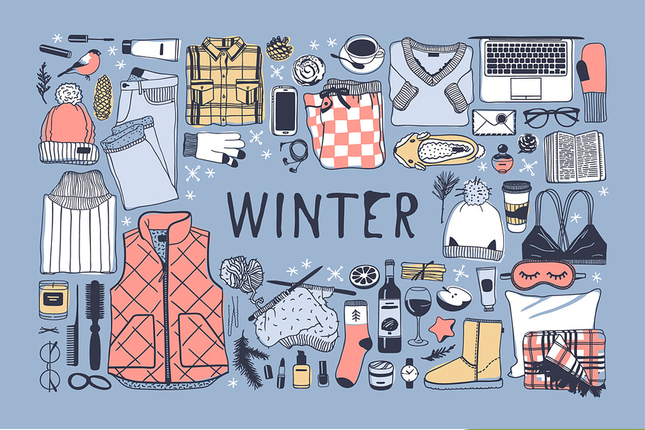 Winter objects + 5 patterns + 9 sets