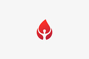 Person fire logotype. Human flame vector logo