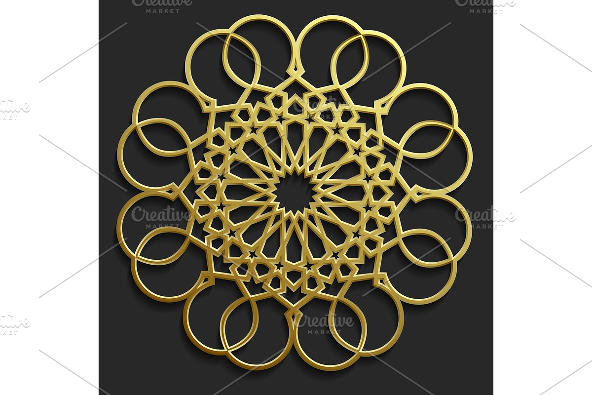 Islamic oriental pattern set, Abstract vector circle ornament collection. Vector muslim background. east ornament, indian ornament, persian motif,3D Wallpaper, banner, web design. Ramadan kareem. Go in Textures - product preview 8