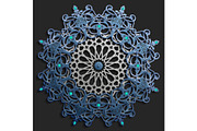 Islamic oriental pattern set, Abstract vector circle ornament collection. Vector muslim background. east ornament, indian ornament, persian motif,3D Wallpaper, banner, web design. Ramadan kareem. Blue