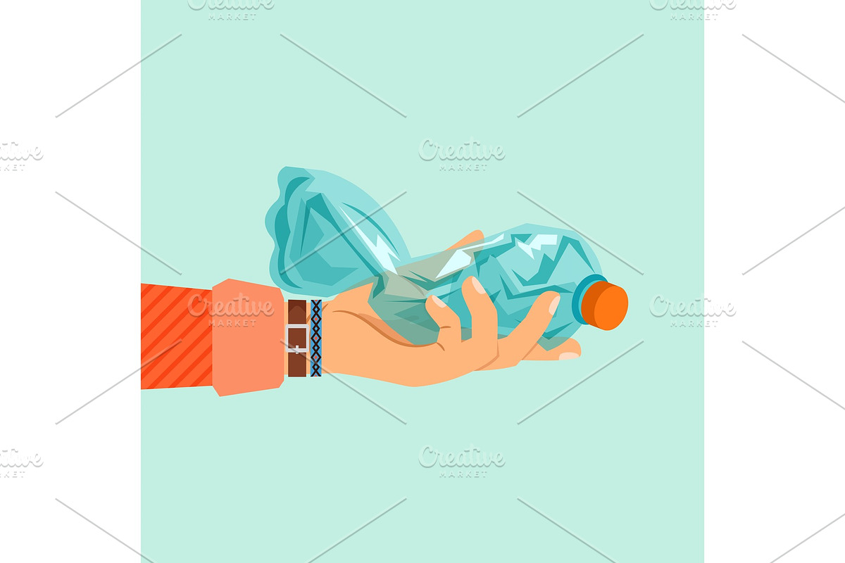 Woman hand holding broken plastic bottle in Objects - product preview 8