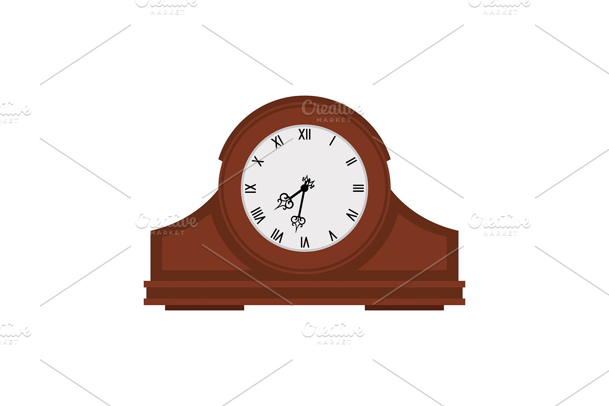 Analog old wooden wall clock in Objects - product preview 8