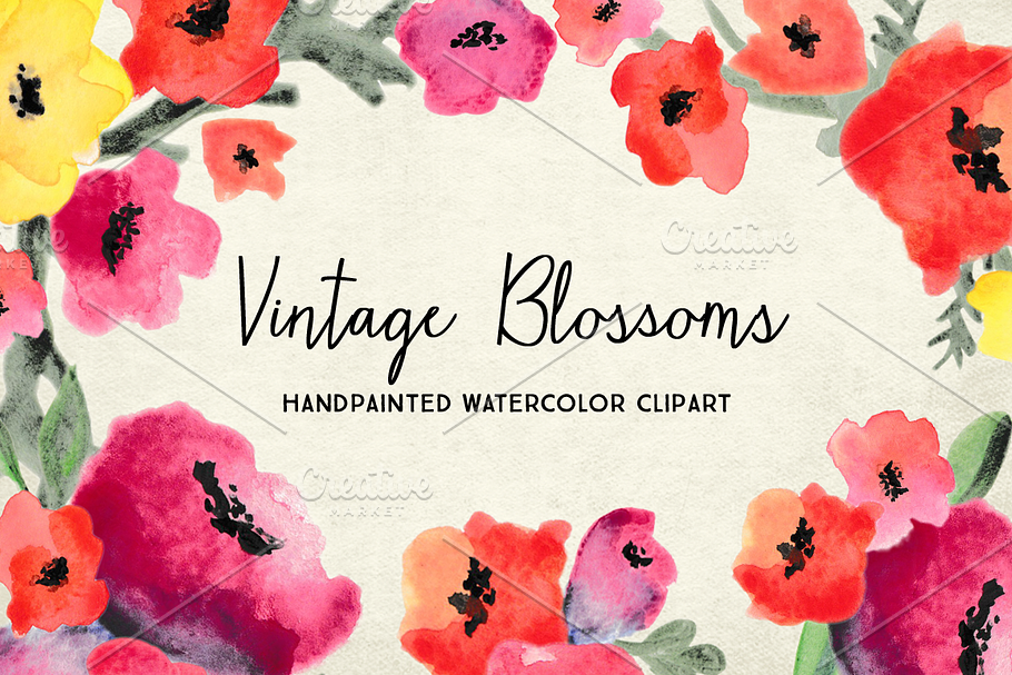 Watercolor Flower Blossoms Clipart