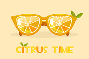 Citrus orange glasses. Hello Summer time, vector illustration