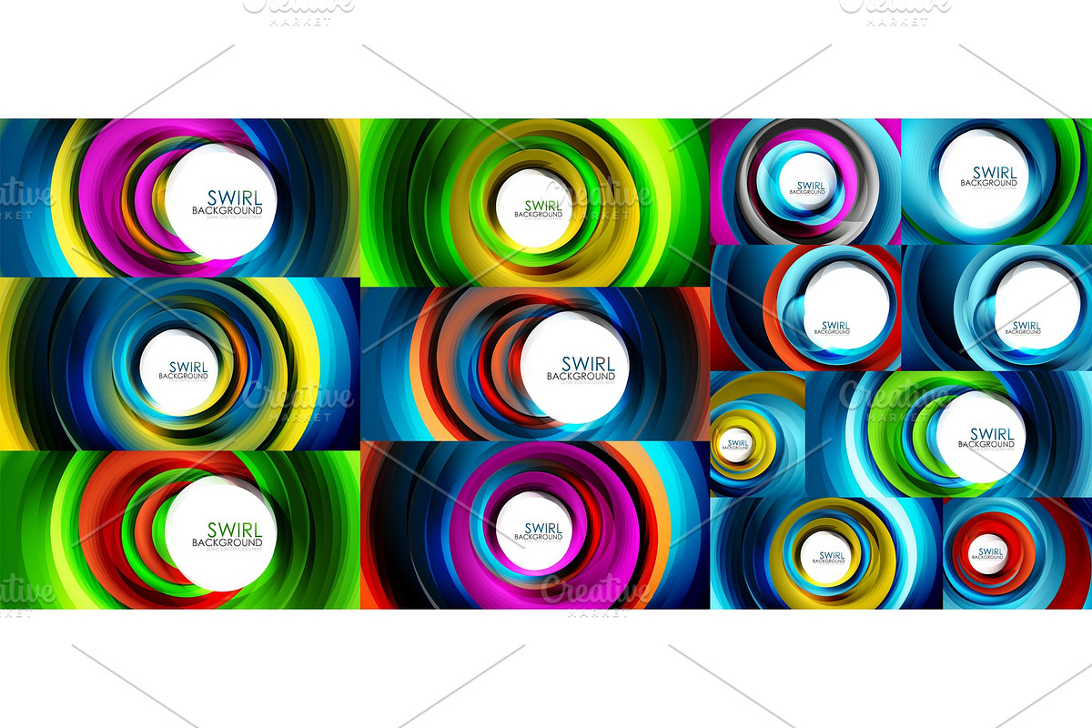 Swirling spiral background set, colorful stripes in Textures - product preview 8