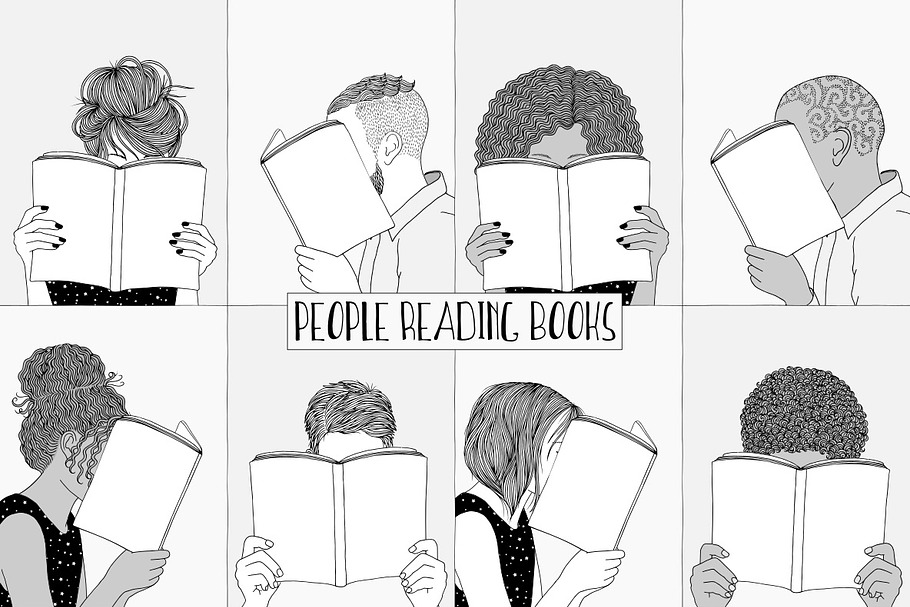 People Reading Books - Hand Drawn in Illustrations - product preview 8