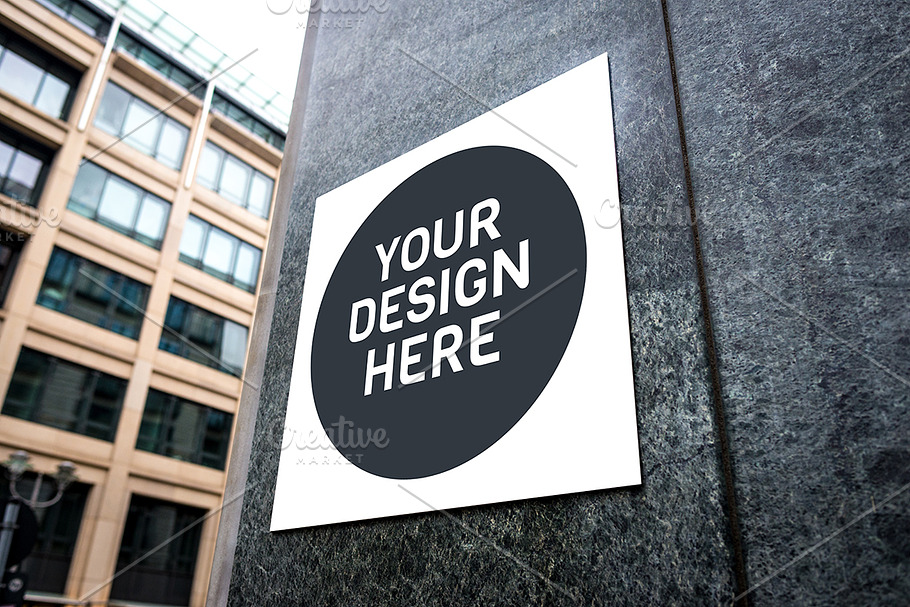Signboard on the wall in Branding Mockups - product preview 8