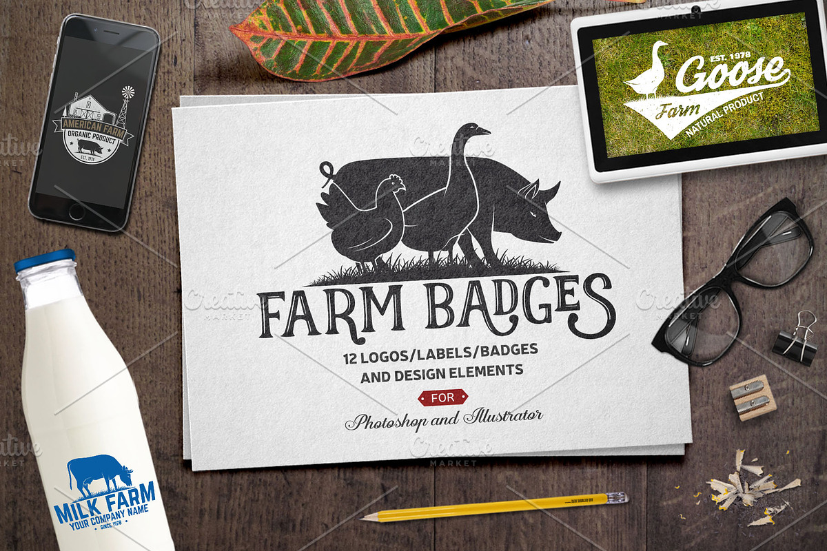 Vintage Farm Badges and Labels in Logo Templates - product preview 8