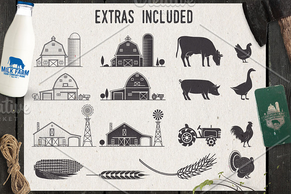 Vintage Farm Badges and Labels in Logo Templates - product preview 2