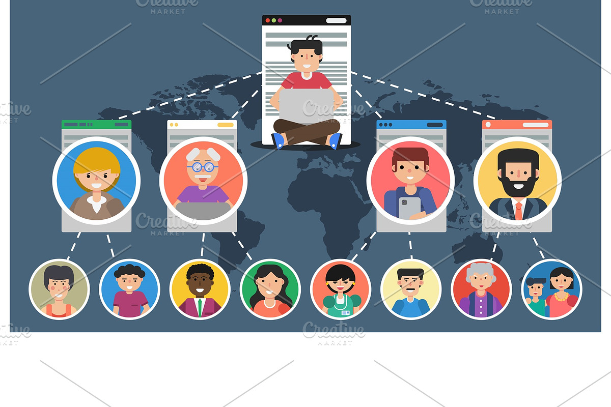 Banner - concept of social network in Illustrations - product preview 8