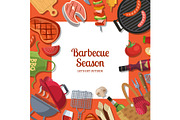 Vector illustration with barbecue or grill cooking theme with place for text