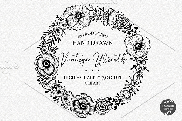 Hand Drawn Wreath - Clipart
