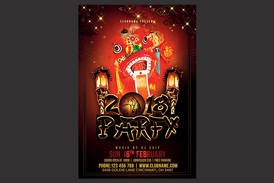 Chinese New Year Party Flyer  in Flyer Templates - product preview 8