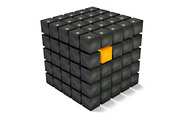Black Cubes With An Orange One Standing Out 3D Render