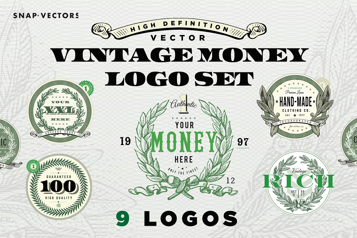 Vector Vintage Money Logo Set in Logo Templates - product preview 8