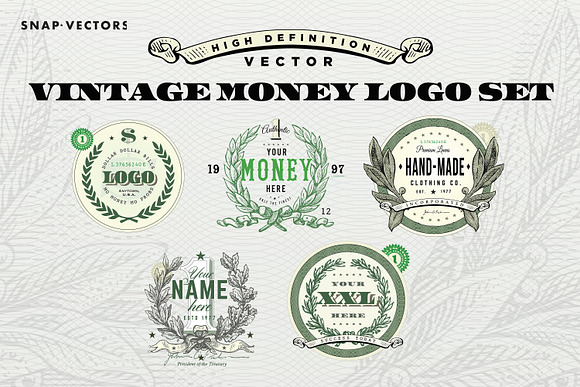 Vector Vintage Money Logo Set in Logo Templates - product preview 1