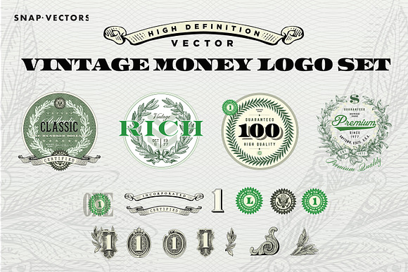 Vector Vintage Money Logo Set in Logo Templates - product preview 2