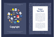 Vector linear and flat style copyright elements