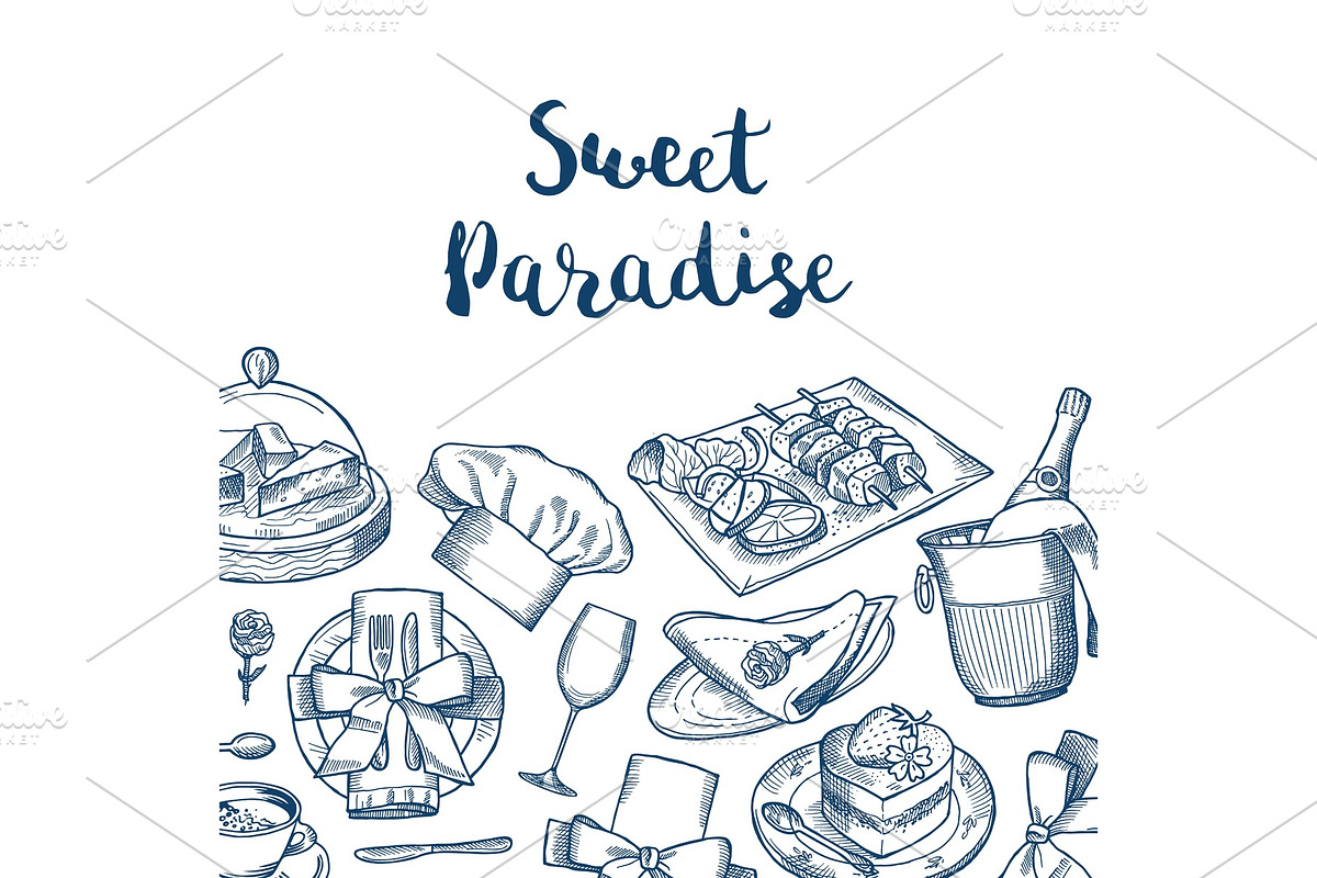 Vector hand drawn restaurant or room service elements in Graphics - product preview 8