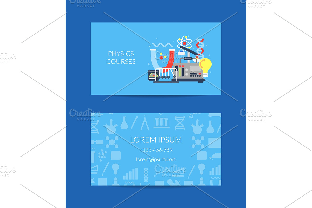 Vector business card for science lab with flat style science icons in Graphics - product preview 8
