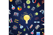 Vector flat style science icons lightbulb concept