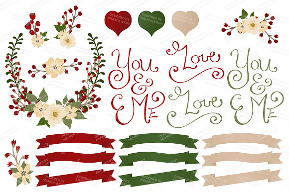 Christmas Floral Heart Vectors in Illustrations - product preview 3