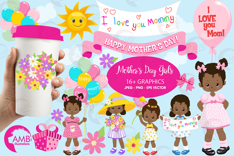 Mothers day kids Clipart, AMB-1802