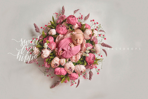 Floral Newborn Digital Backdrop in Add-Ons - product preview 3