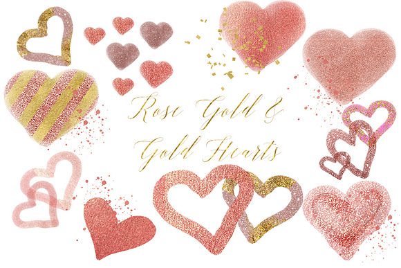 Hearts Clipart Rose Gold Heart Clip in Illustrations - product preview 1
