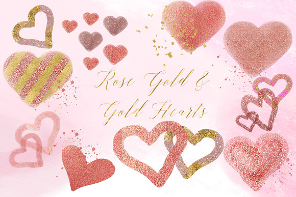 Hearts Clipart Rose Gold Heart Clip in Illustrations - product preview 2